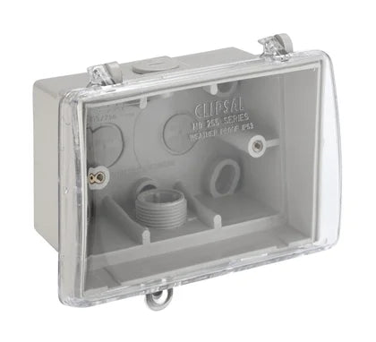 Clipsal 255 Weather Protective Box With Clear Lid and Locking Provision