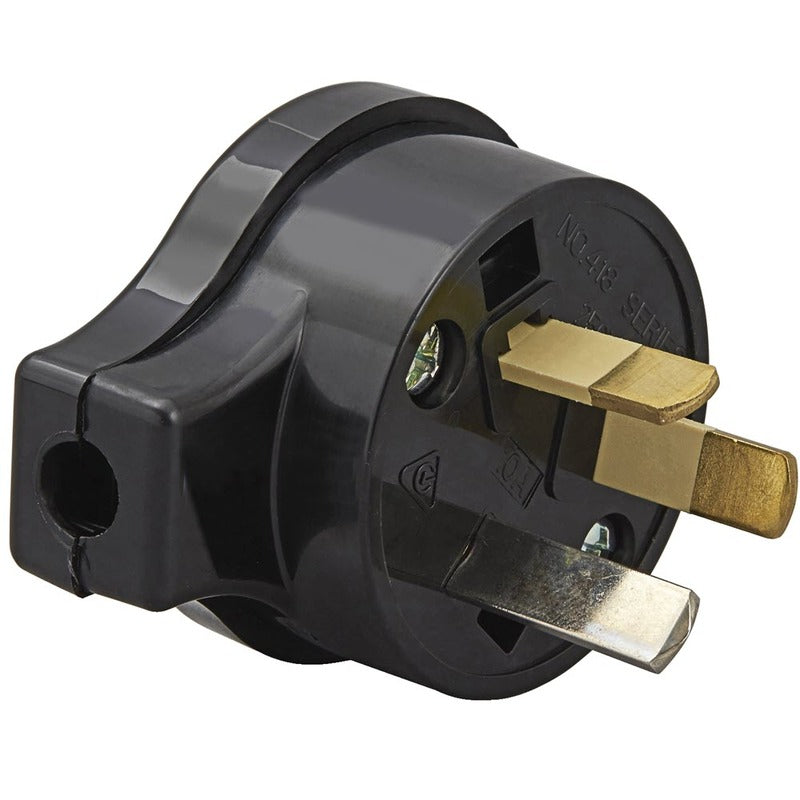Clipsal 418S-BK 10amp 3 pin Side Entry Plug Black 250V