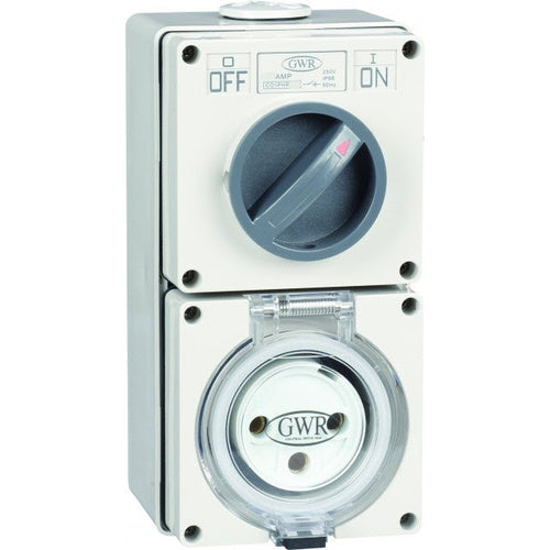 Elec 3 Pin 20amp Switched Socket Outlet 250v IP66