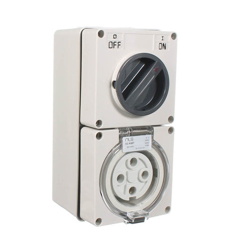 Protega 4 Pin 50amp Switched Socket Outlet 500v IP66