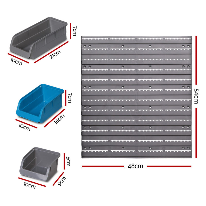 Giantz 48 Storage Bin Rack Wall Mounted Steel Board