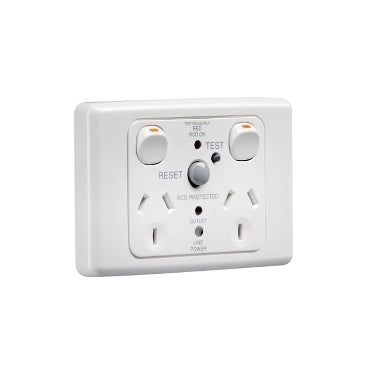 Clipsal 2000 Series Double Switch Socket Outlet 10amp 250v Rcd Protected 30Ma