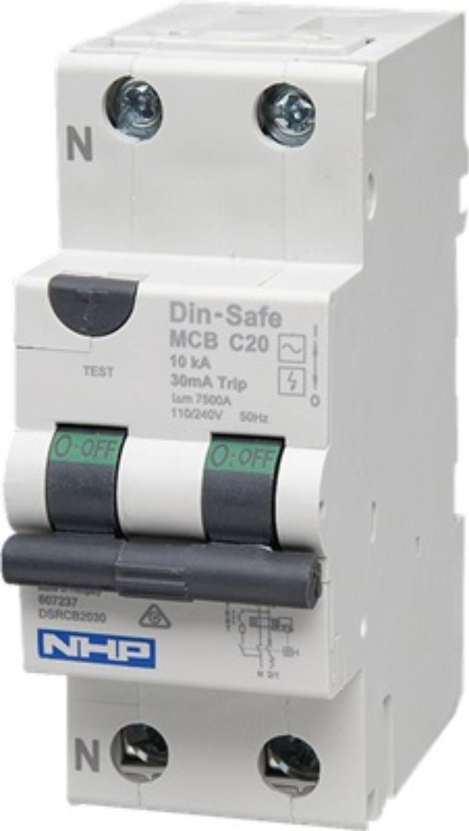 NHP DSRCB0630 RCBO 10KA 1P+N 6 Amp C Curve 30mA