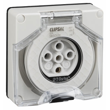 Clipsal 56 Series 5 Pin 20amp Socket Outlet 500v IP66 Less Enclosure