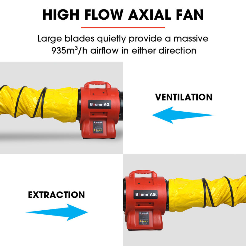 Baumr-AG 200mm (8 inch) Portable Air Blower Mover Axial Ventilation Extraction Fan