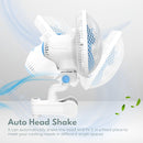 GOMINIMO Portable Oscillating Clip Fan With 2 Speed (White+Blue)