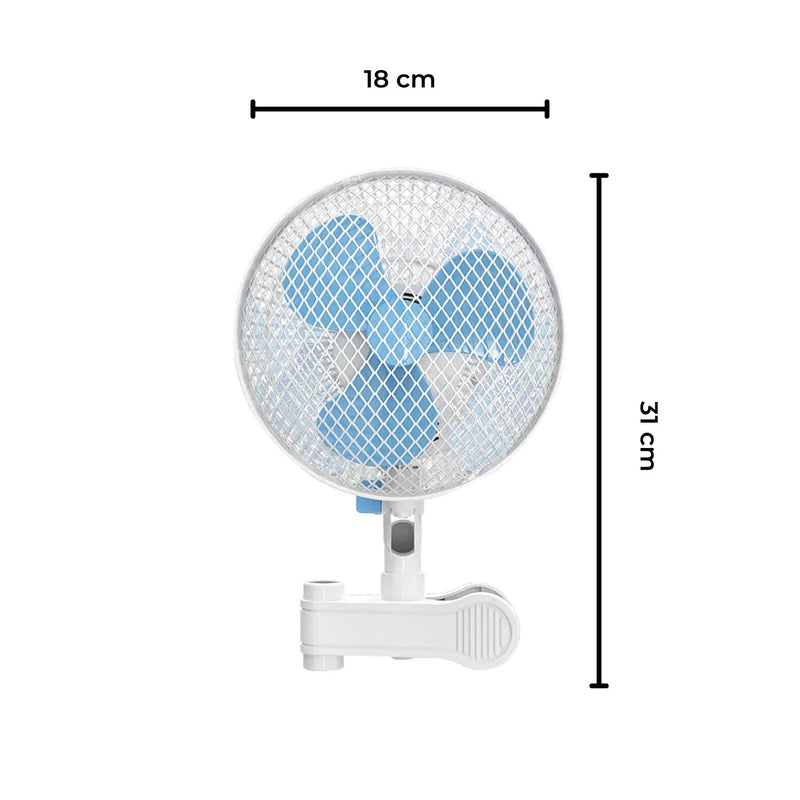 GOMINIMO Portable Oscillating Clip Fan With 2 Speed (White+Blue)