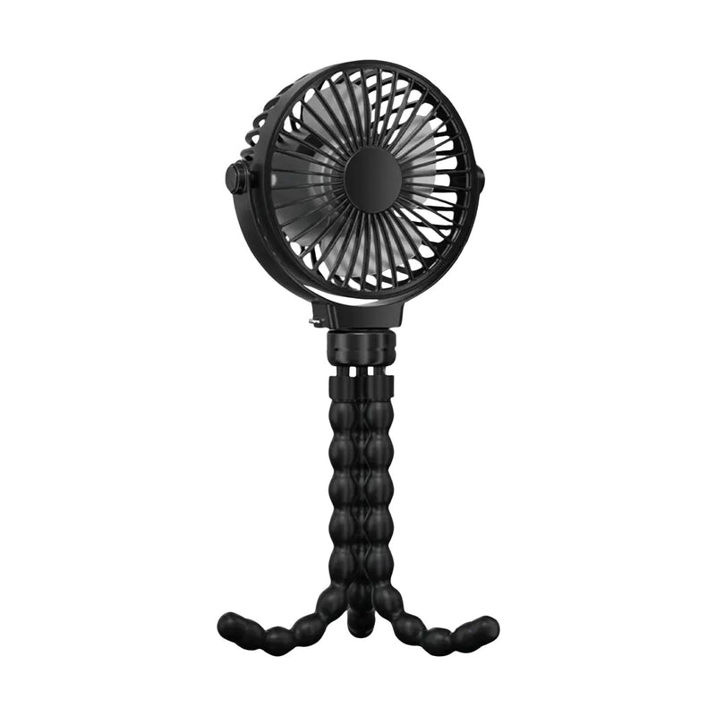 GOMINIMO 5000mAh Rechargeable Clip Fan with Flexible Tripod (Black)