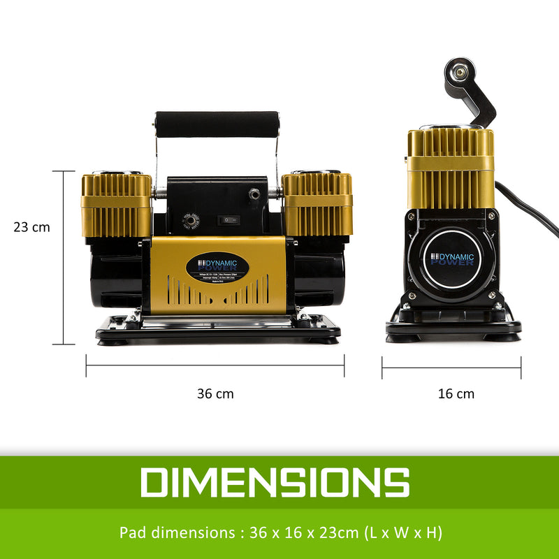 Dynamic Power Gold Portable Car Tyre Air Compressor Deflator Inflator 300L/MIN 12V