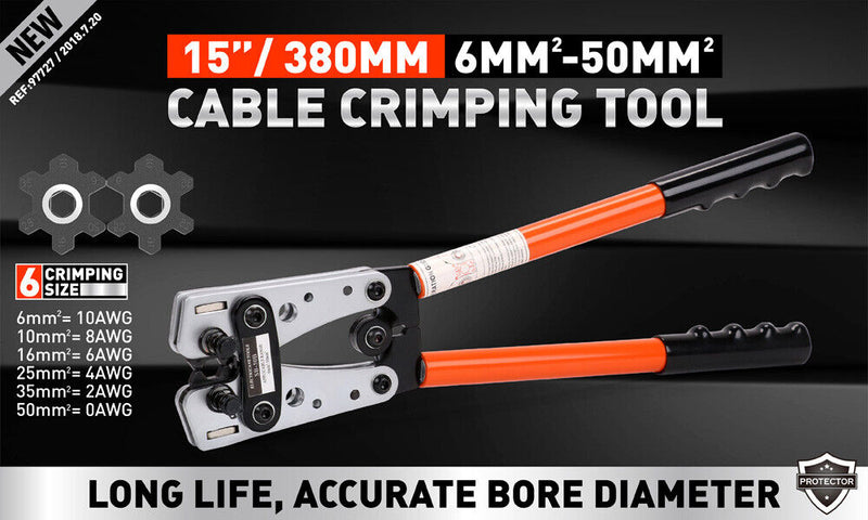 6-50 mm2 Wire Crimper Cable Crimp Electric Tube Crimping Hand Tool Battery Lug