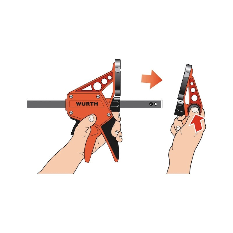 450mm Wurth Quick-Grip One Handed Bar Clamp F Clamp Hand Trigger Action Clamp