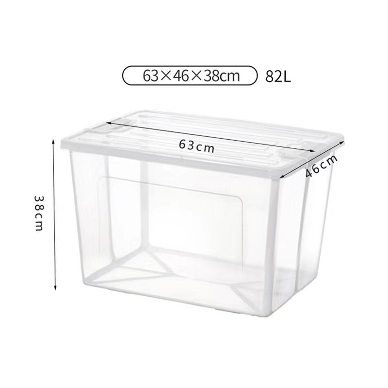 82 Litre Modular Clear Foldable Storage Box with Lid Plastic Tub Collapsible