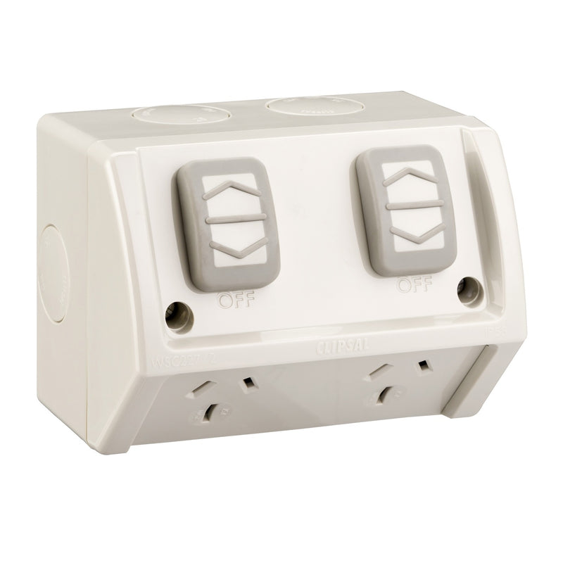 Clipsal Weather Proof Double Switch Socket Outlet 15amp 250v IP54
