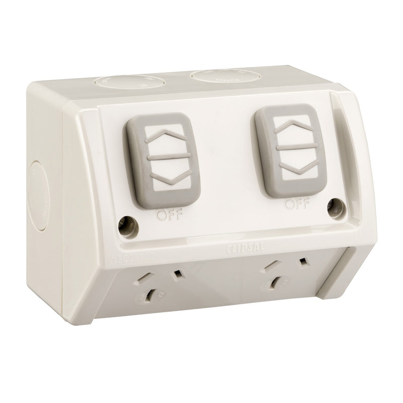 Clipsal Weatherproof Outlets Clipsal Weather Proof Double Switch Socket Outlet 15amp 250v IP54