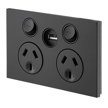 Clipsal Saturn Zen Series  Double Switch Socket Outlet with Single USB, 10amp 250v Z4025USBC
