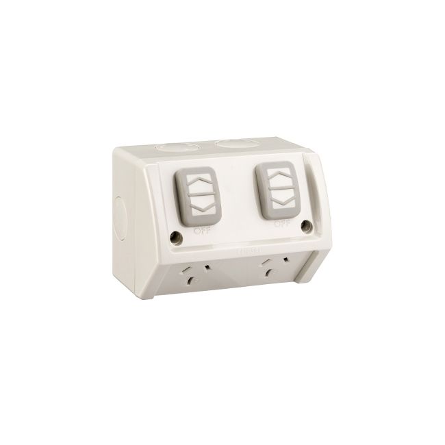Clipsal Weather Proof Double Switch Socket Outlet 10amp 250v IP54